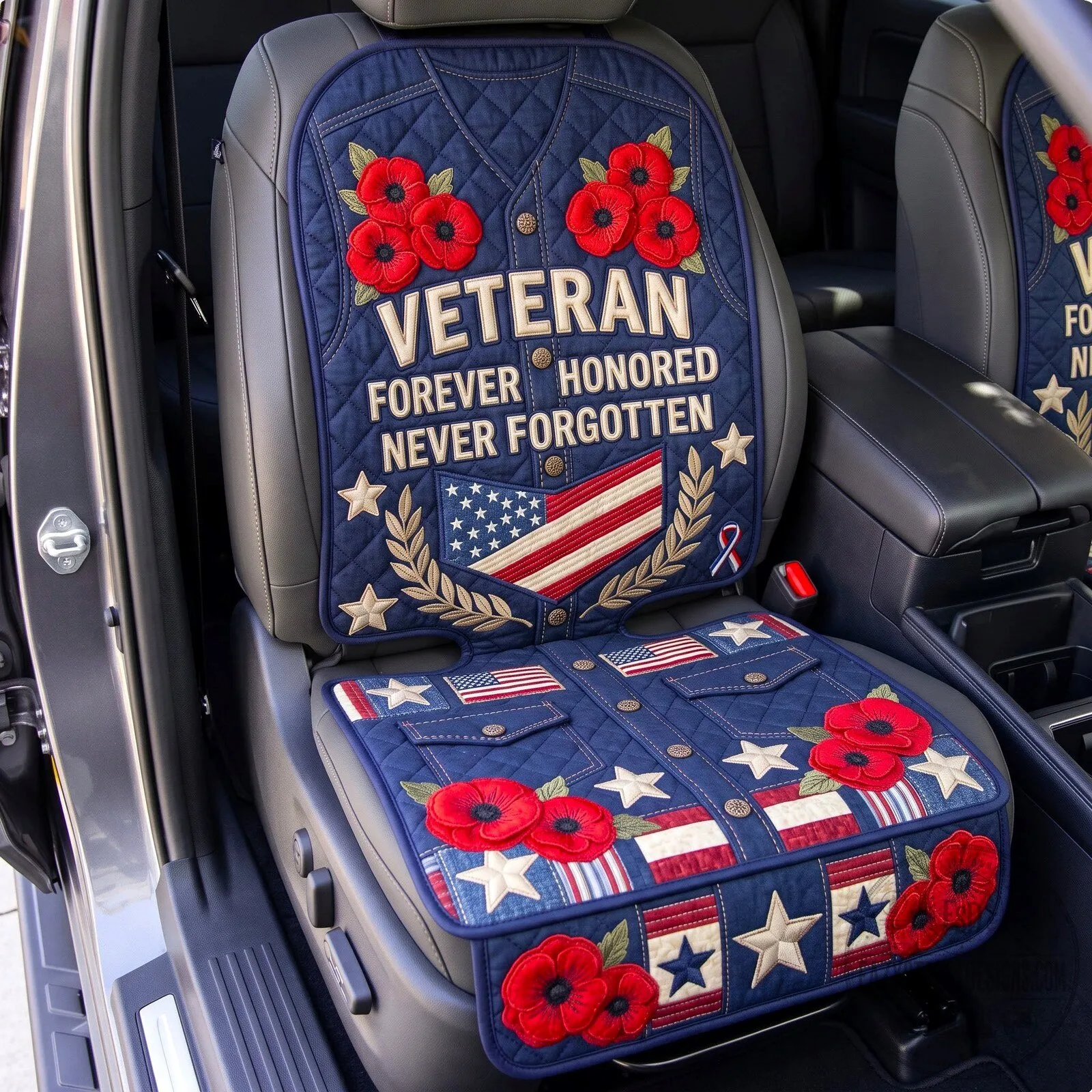 Veteran Forever Honored Never Forgotten Quilted Car Seat Cover