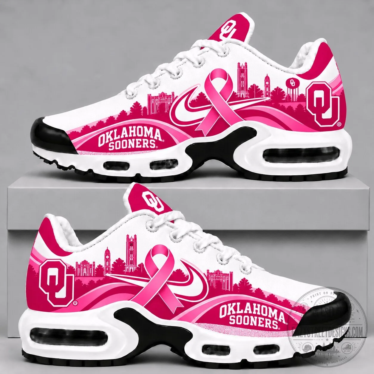 Oklahoma Sooners Pink Ribbon Breast Cancer Awareness Sneakers