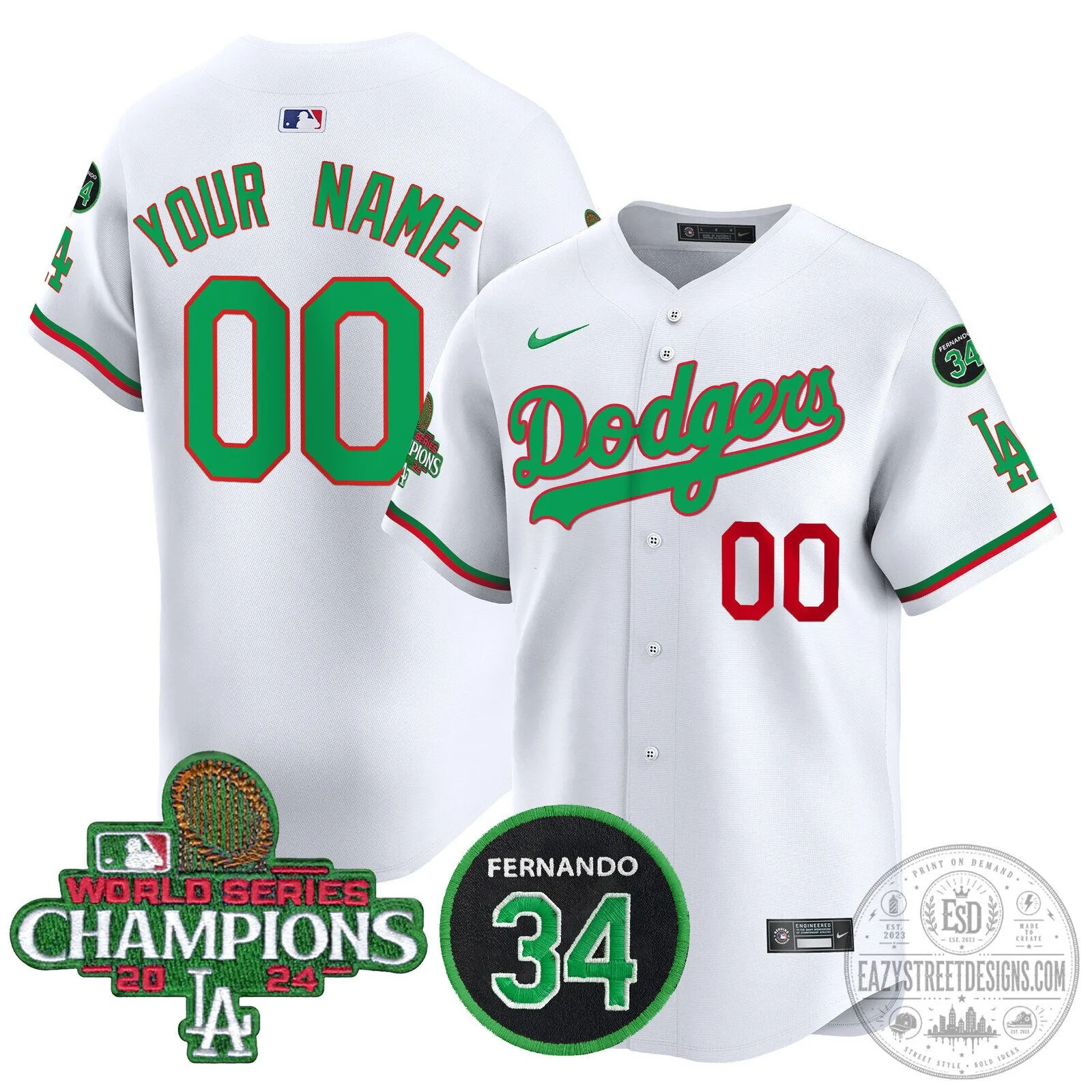 Dodgers Mexico World Series Champions Baseball Jersey Custom Name and Number 11 Dodgers Mexico World Series Champions Baseball Jersey Custom Name and Number