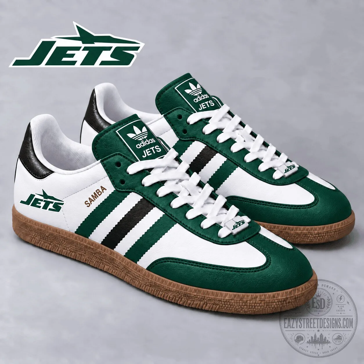 New York Jets American Football Team Green and White Samba Style Shoes