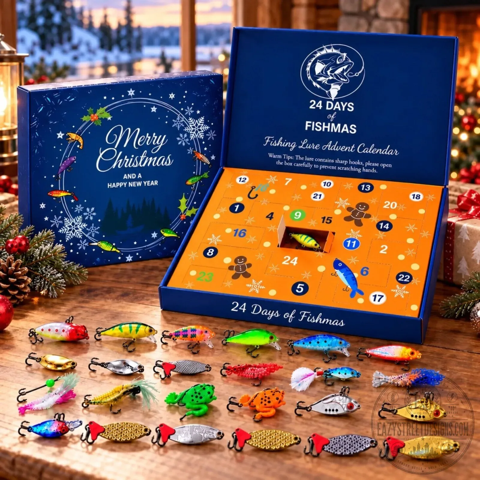 24 Days of Fishmas Fishing Lure Advent Calendar Christmas Gift