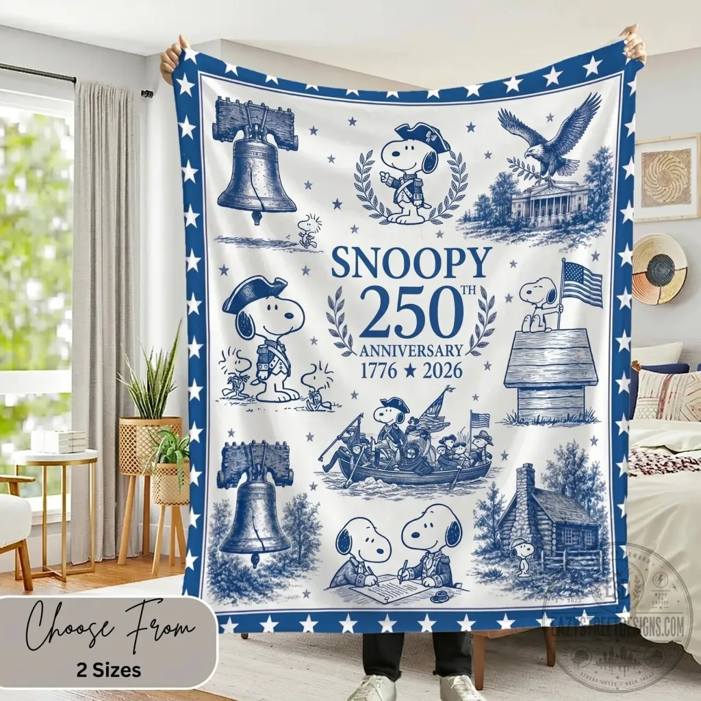 Snoopy 250th Anniversary 1776-2026 American History Throw Blanket Snoopy 250th Anniversary 1776-2026 American History Throw Blanket