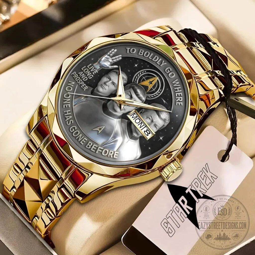 Star Trek Original Series Spock Captain Kirk Gold Quartz Watch