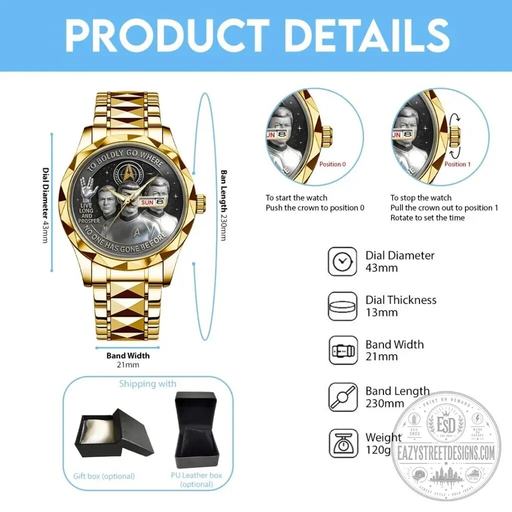 Star Trek Original Series Spock Captain Kirk Gold Quartz Watch 12 Star Trek Original Series Spock Captain Kirk Gold Quartz Watch