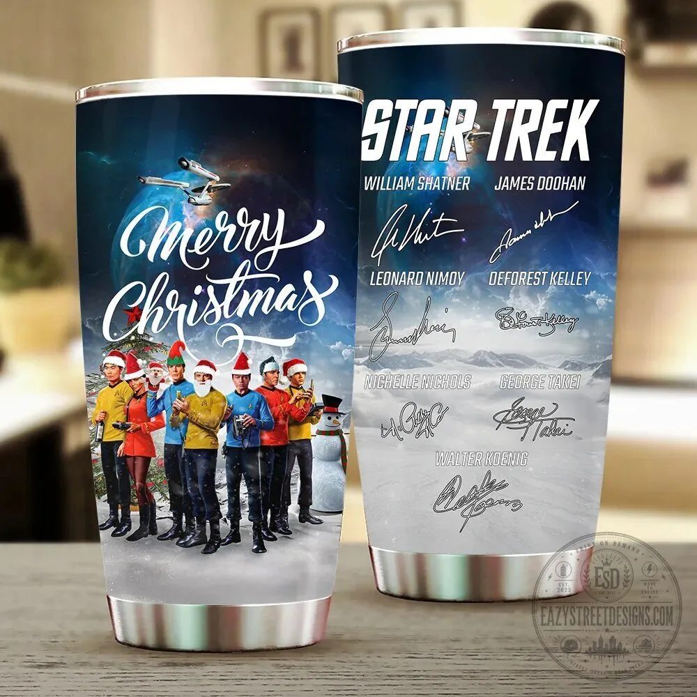 Star Trek Merry Christmas Cast Signatures Stainless Steel Tumbler
