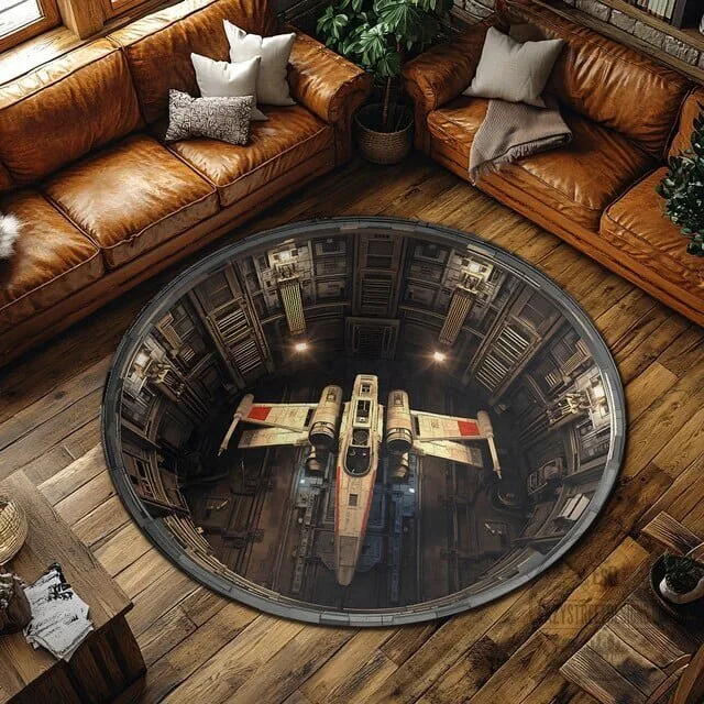 Star Wars X-Wing Fighter Hangar Bay Round Area Rug