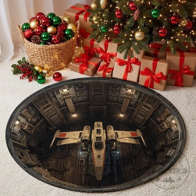 Star Wars X-Wing Fighter Hangar Bay Round Area Rug 9 Star Wars X-Wing Fighter Hangar Bay Round Area Rug