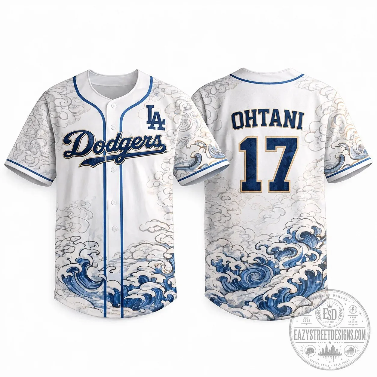 Los Angeles Dodgers Shohei Ohtani Number 17 Japanese Wave Baseball Jersey