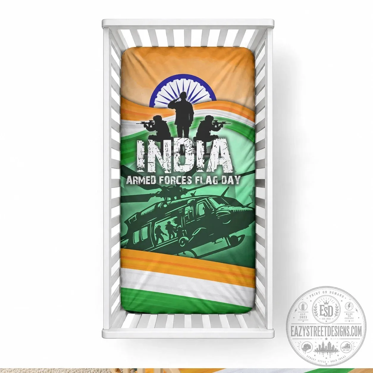 India Armed Forces Flag Day Patriotic Indian Military Baby Crib Sheet