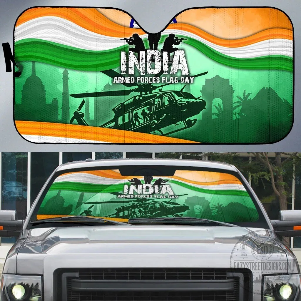 India Armed Forces Flag Day Patriotic Indian Military Car Sunshade
