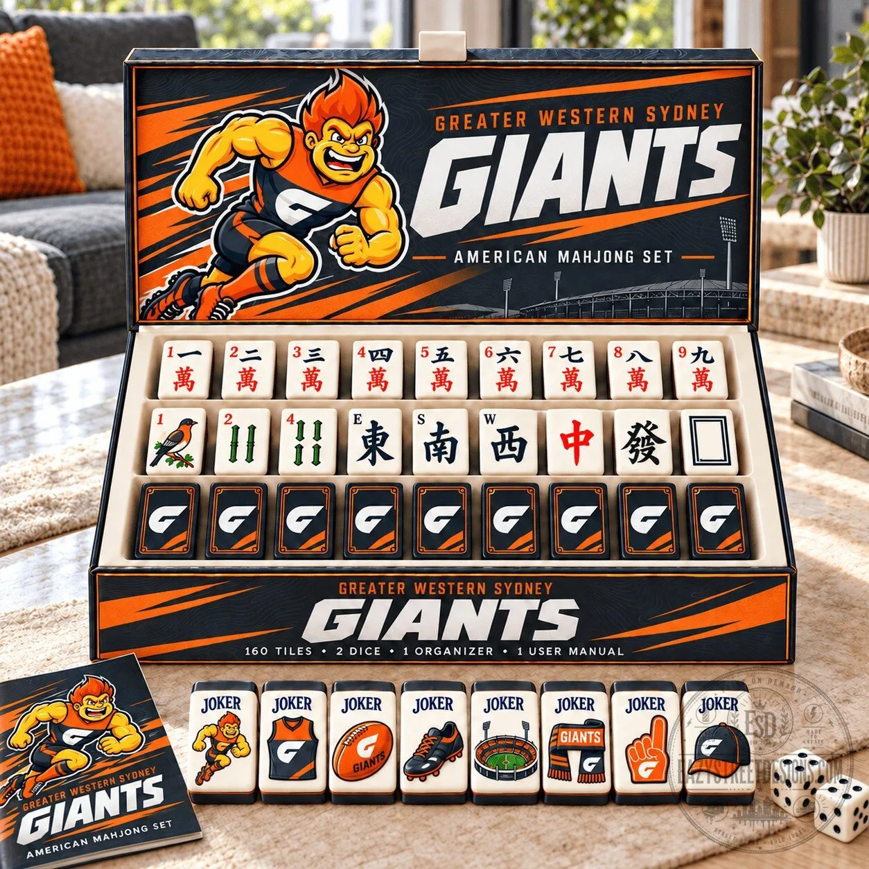 Greater Western Sydney Giants American Mahjong Tile Set with 160 Tiles