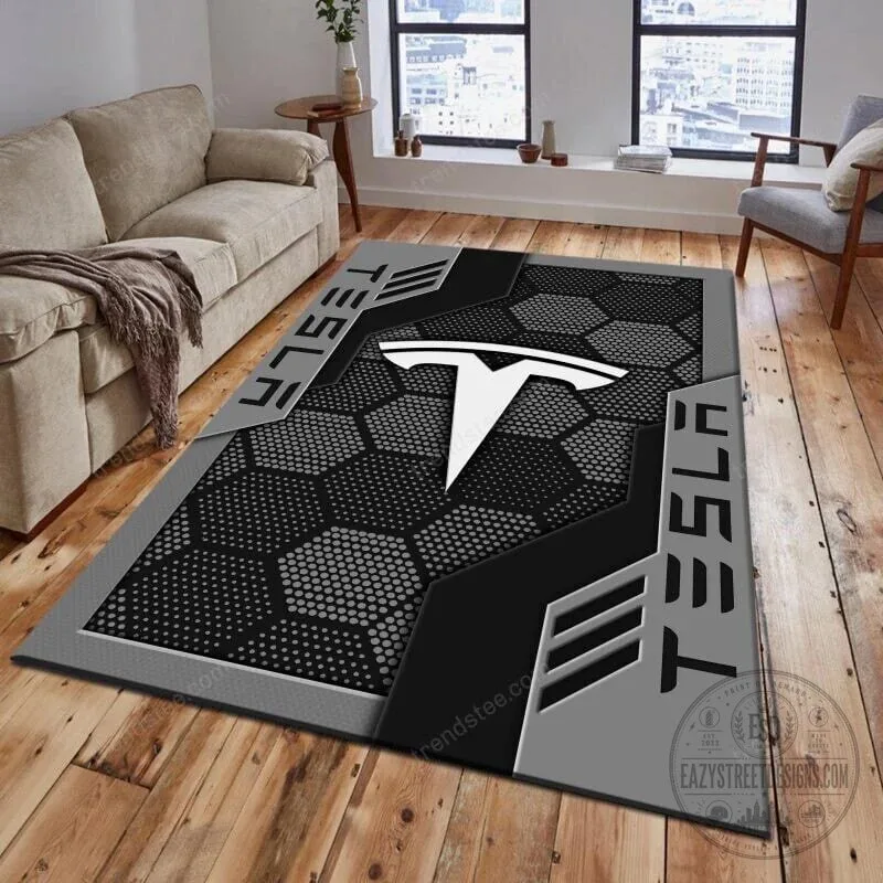 Tesla Motors Logo Geometric Pattern Area Rug