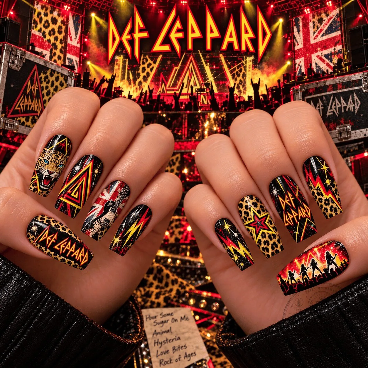 Def Leppard Wild Glam Rock Leopard Print Press-On Nails Set