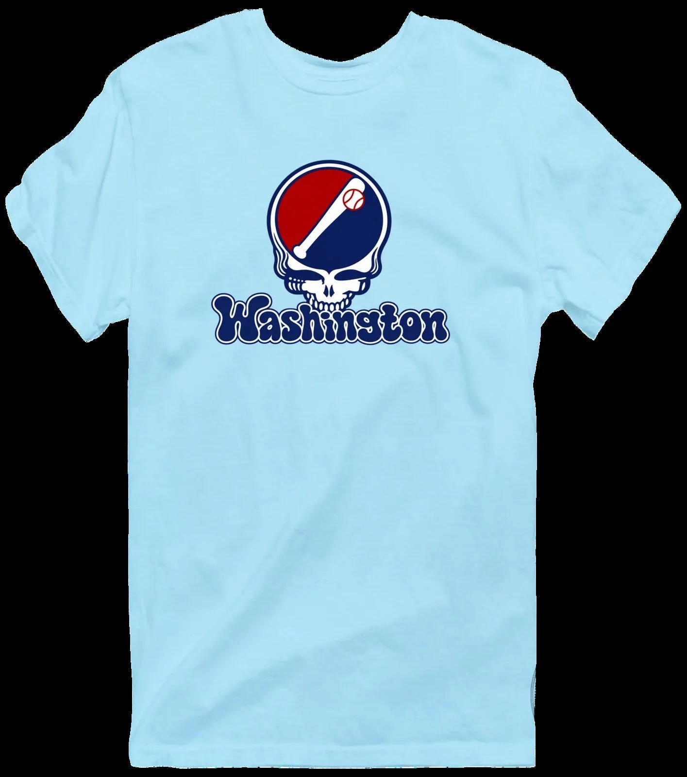Grateful Dead Washington Baseball Stealie Skull Logo Light Blue T-Shirt