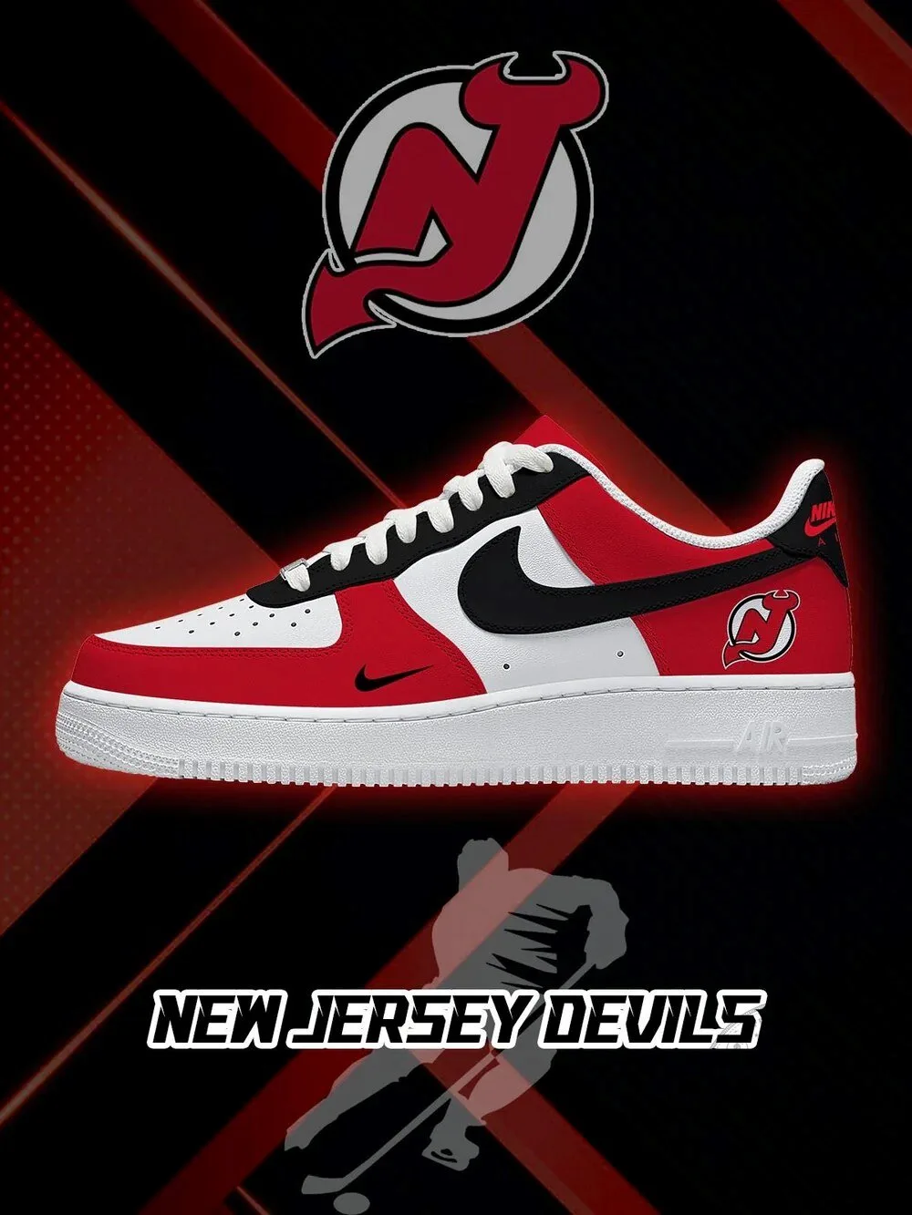 New Jersey Devils National Hockey League Team Logo Sneakers