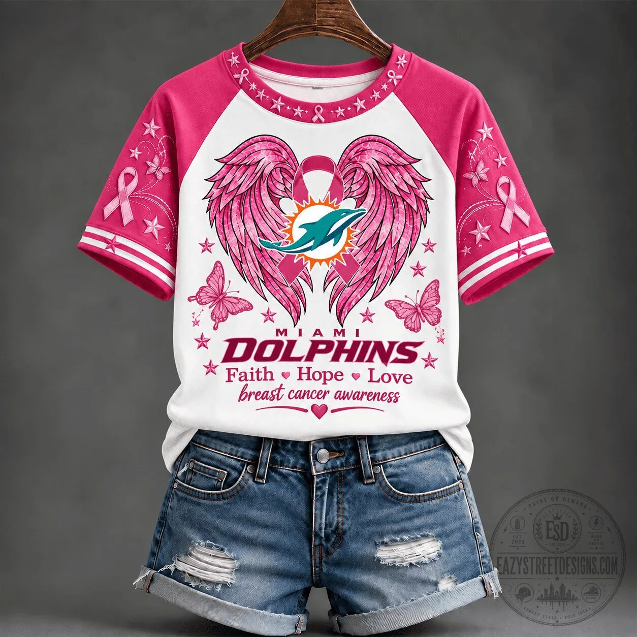 Miami Dolphins So In Love Faith Hope Love Breast Cancer Awareness T-Shirt 5 Miami Dolphins So In Love Faith Hope Love Breast Cancer Awareness T-Shirt