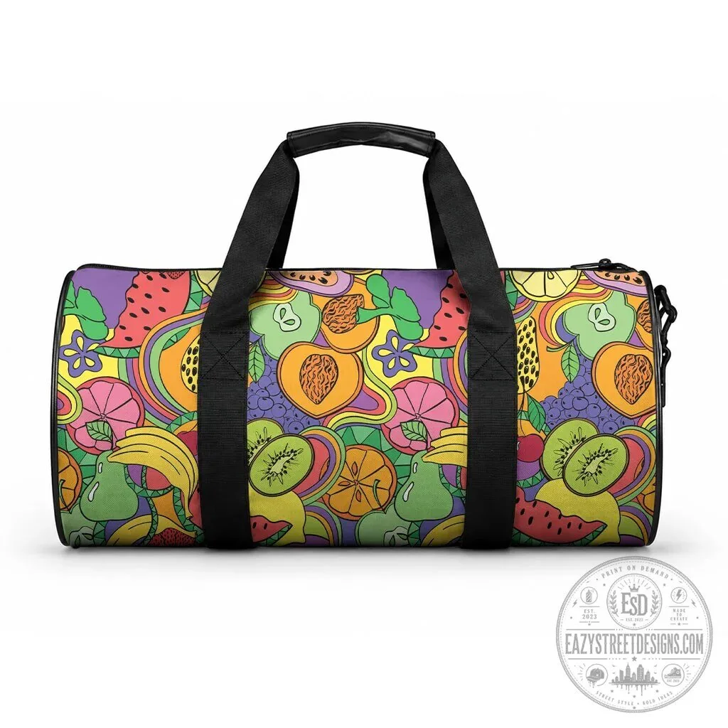 Vibrant Tropical Fruit Hippie Style Pattern Duffle Bag