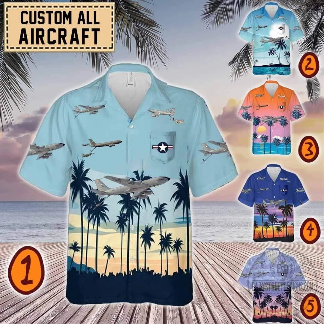 KC-135 Stratotanker Aircraft Palm Trees Tropical Hawaiian Shirt