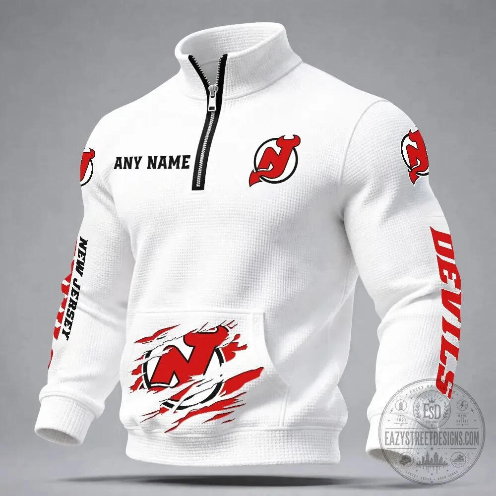 New Jersey Devils Personalized Quarter Zip Sweatshirt with Pouch Pocket