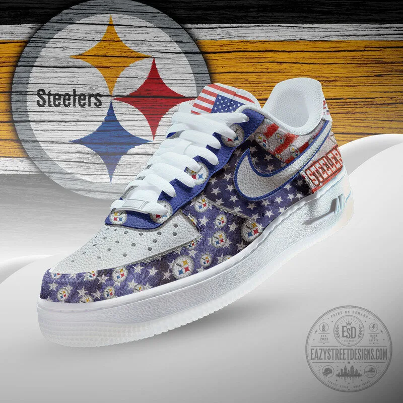 Pittsburgh Steelers American Flag Stars and Stripes Custom Air Force 1 Shoes