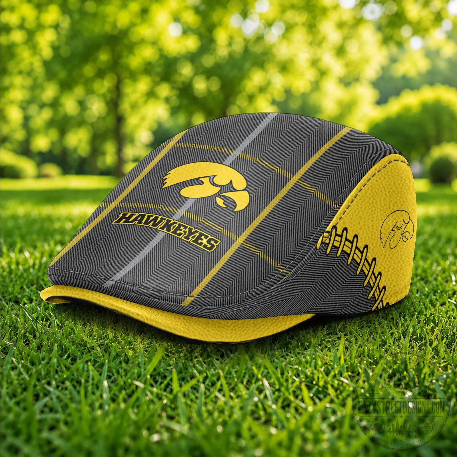 Iowa Hawkeyes NCAA Plaid Golf Flat Cap, Classic Sports Driver Hat