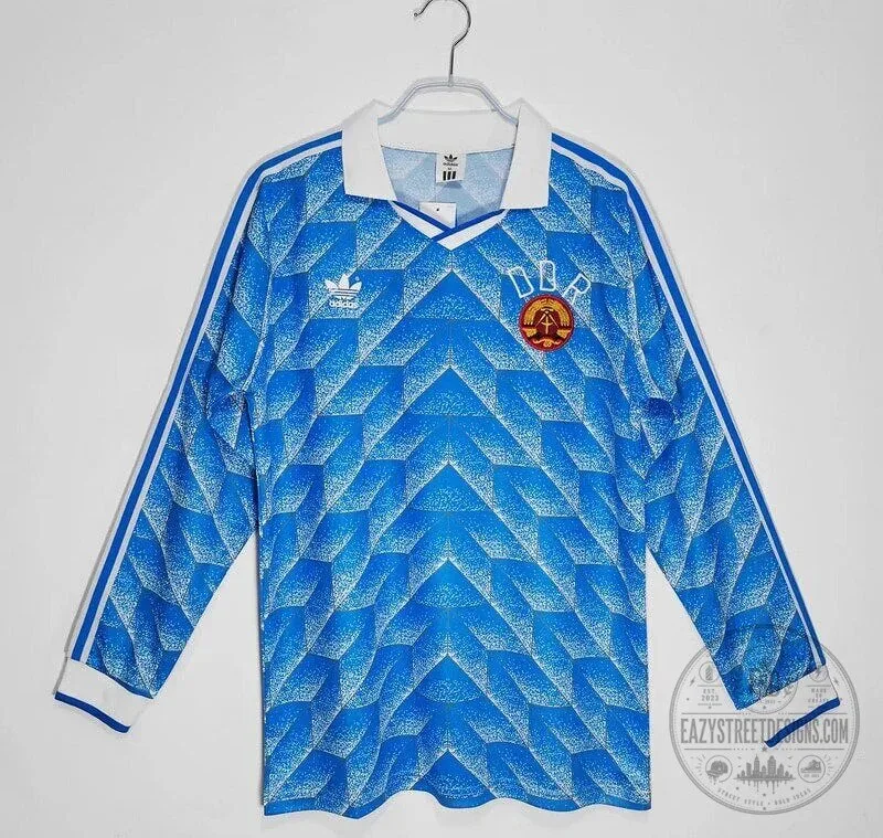 East Germany 1998 Home Retro Long Sleeve Football Jersey with Embroidered Crest