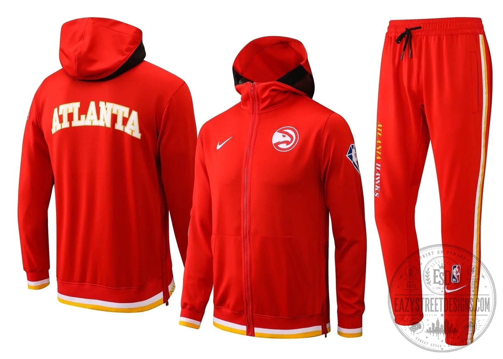 Atlanta Hawks NBA Red Therma Flex Showtime Full-Zip Hoodie