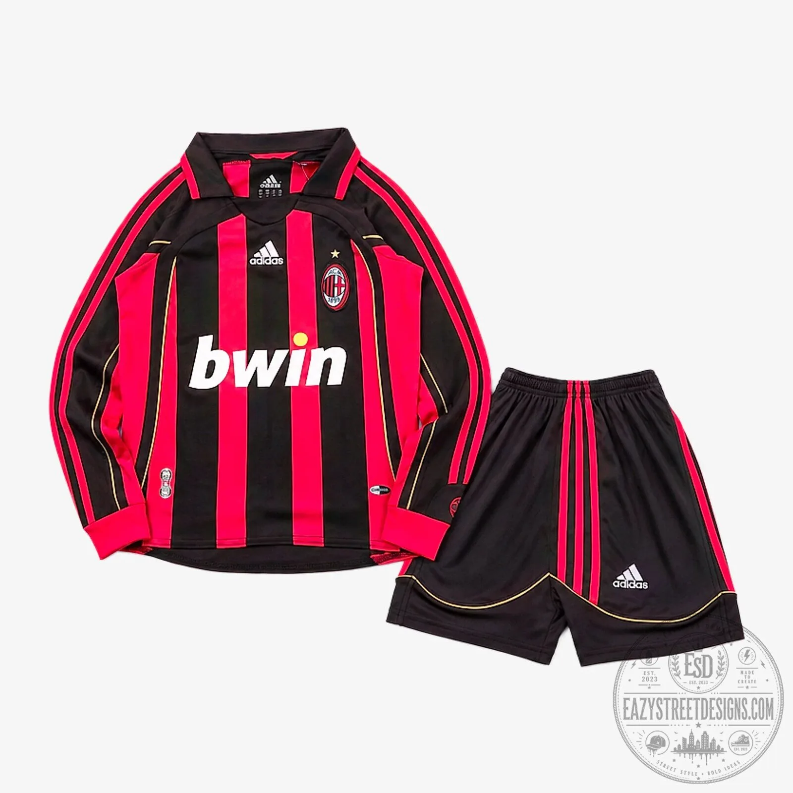 AC Milan 2006-2007 Home Long Sleeve Football Jersey Kit