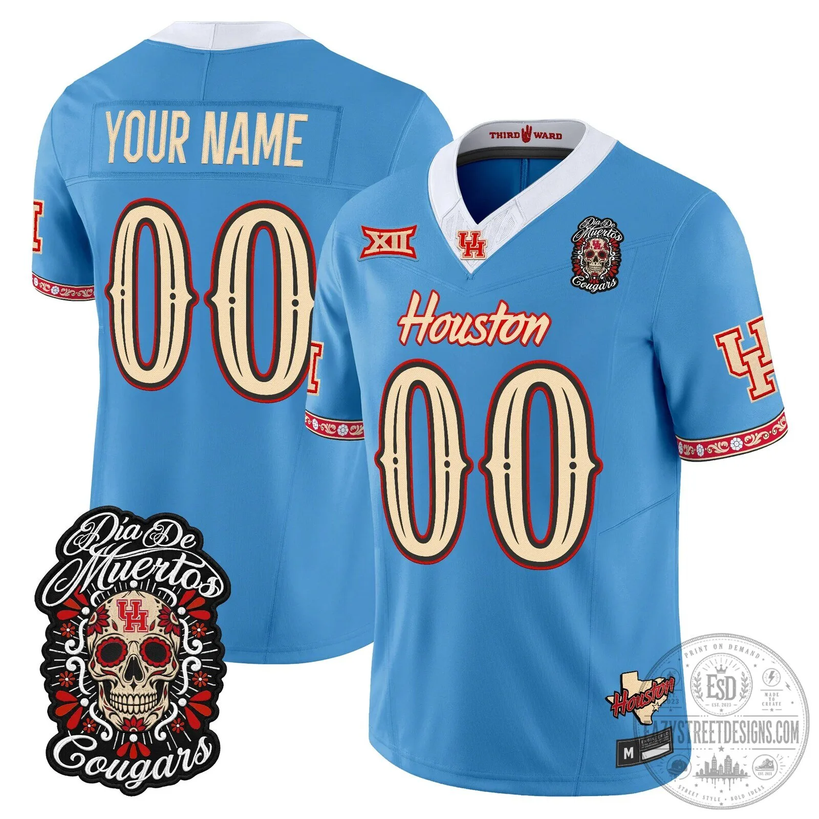 Houston Cougars Football Jersey - Dia de los Muertos Edition 1 Houston Cougars Football Jersey - Dia de los Muertos Edition