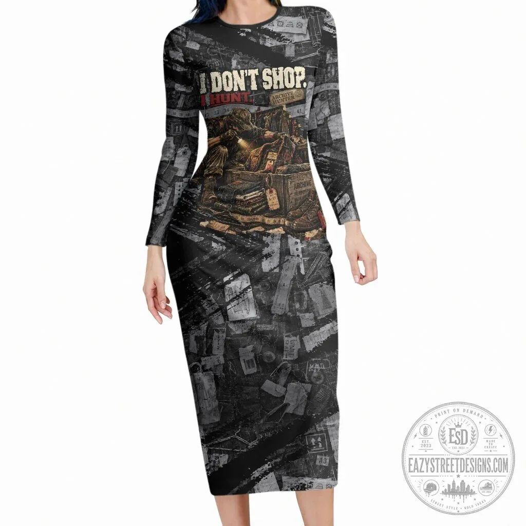 Archive Hunter The Hunt Never Ends Vintage Streetwear Grunge Collage Graphic Art Dress