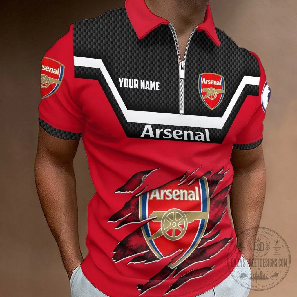 Arsenal Football Club Personalized Name Zipper Polo Shirt for Men 7 Arsenal Football Club Personalized Name Zipper Polo Shirt for Men