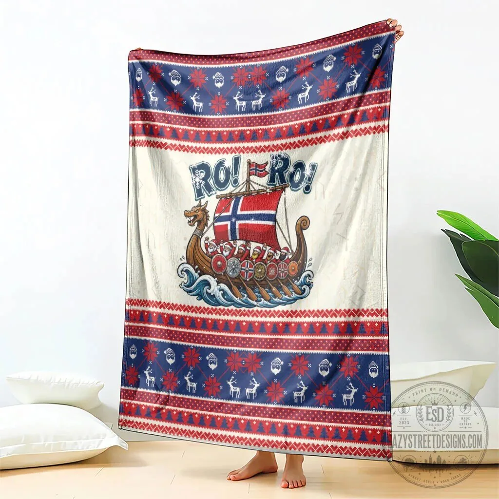 Norge Christmas Viking Longship Santa Claus Reindeer Pattern Blanket 11 Norge Christmas Viking Longship Santa Claus Reindeer Pattern Blanket