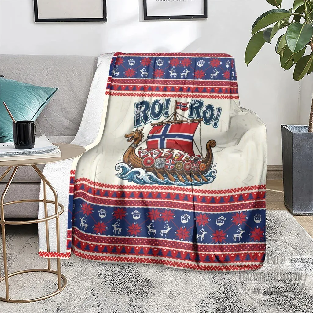 Norge Christmas Viking Longship Santa Claus Reindeer Pattern Blanket 14 Norge Christmas Viking Longship Santa Claus Reindeer Pattern Blanket