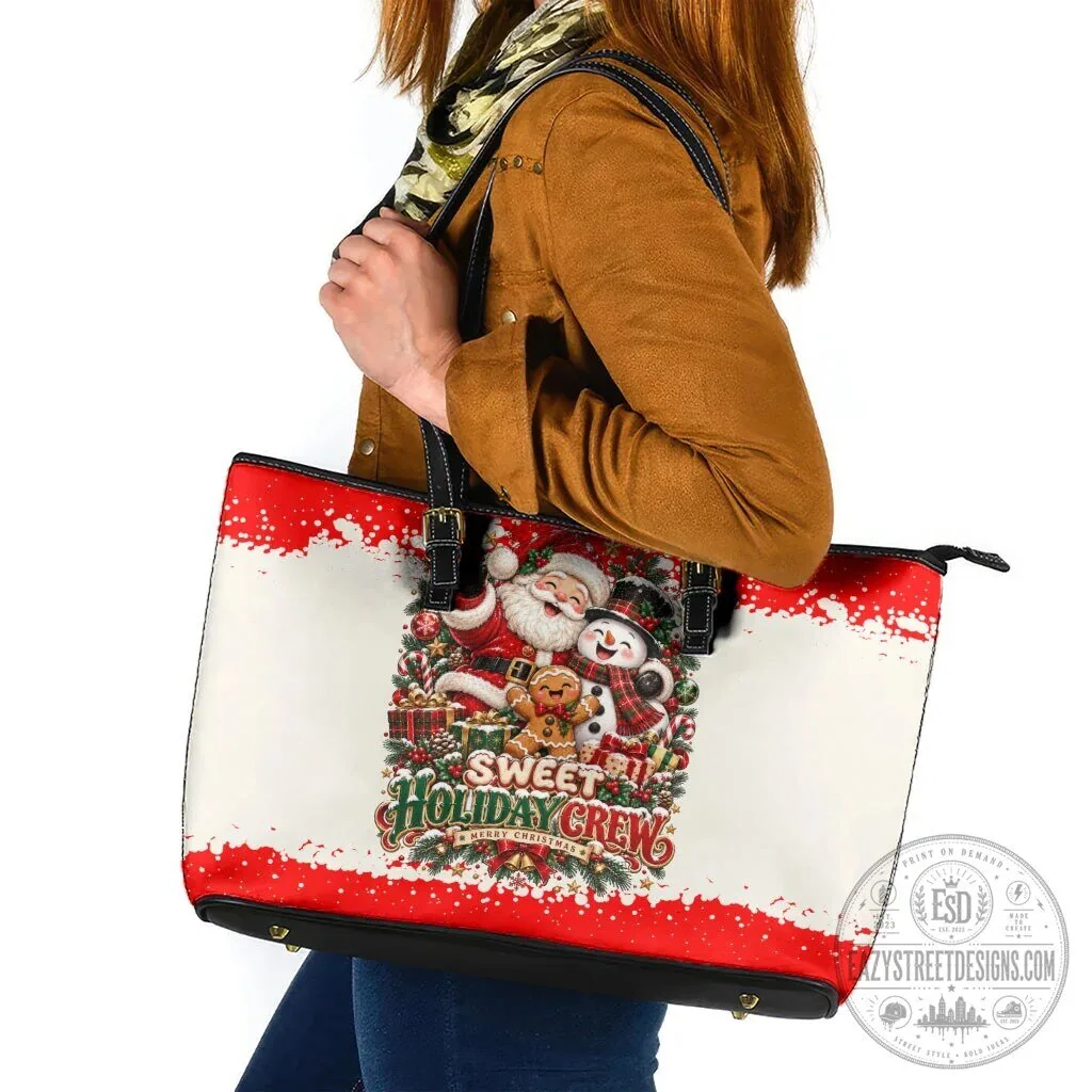 Sweet Holiday Crew Santa Snowman Gingerbread Christmas Festive Character Tote Bag