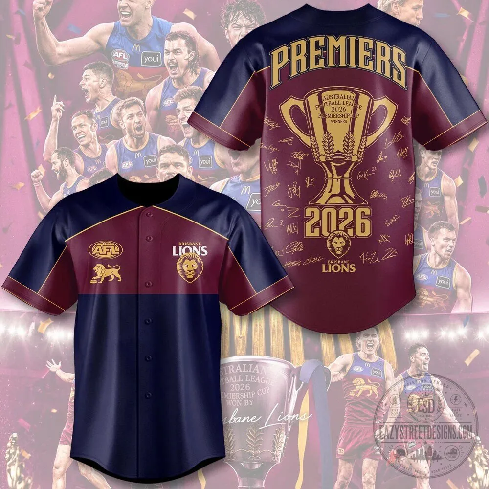 2026 Premiers Baseball Jersey - Brisbane Lions Australian Football League