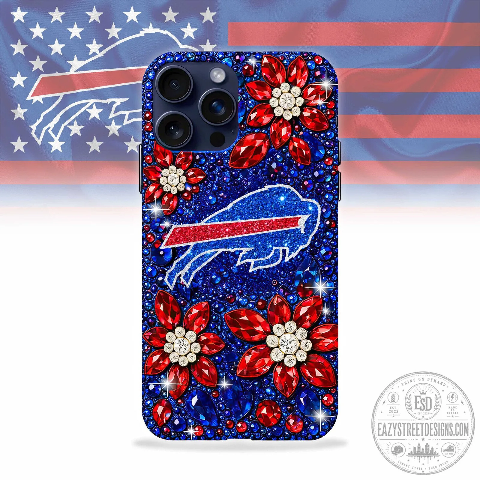 Buffalo Bills NFL Football Team Rhinestone Sparkle Phone Case