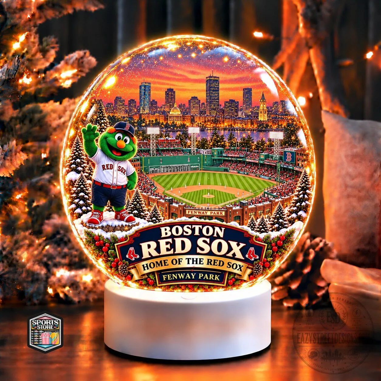 Boston Red Sox Fenway Park Christmas Snow Globe Holiday Ornament