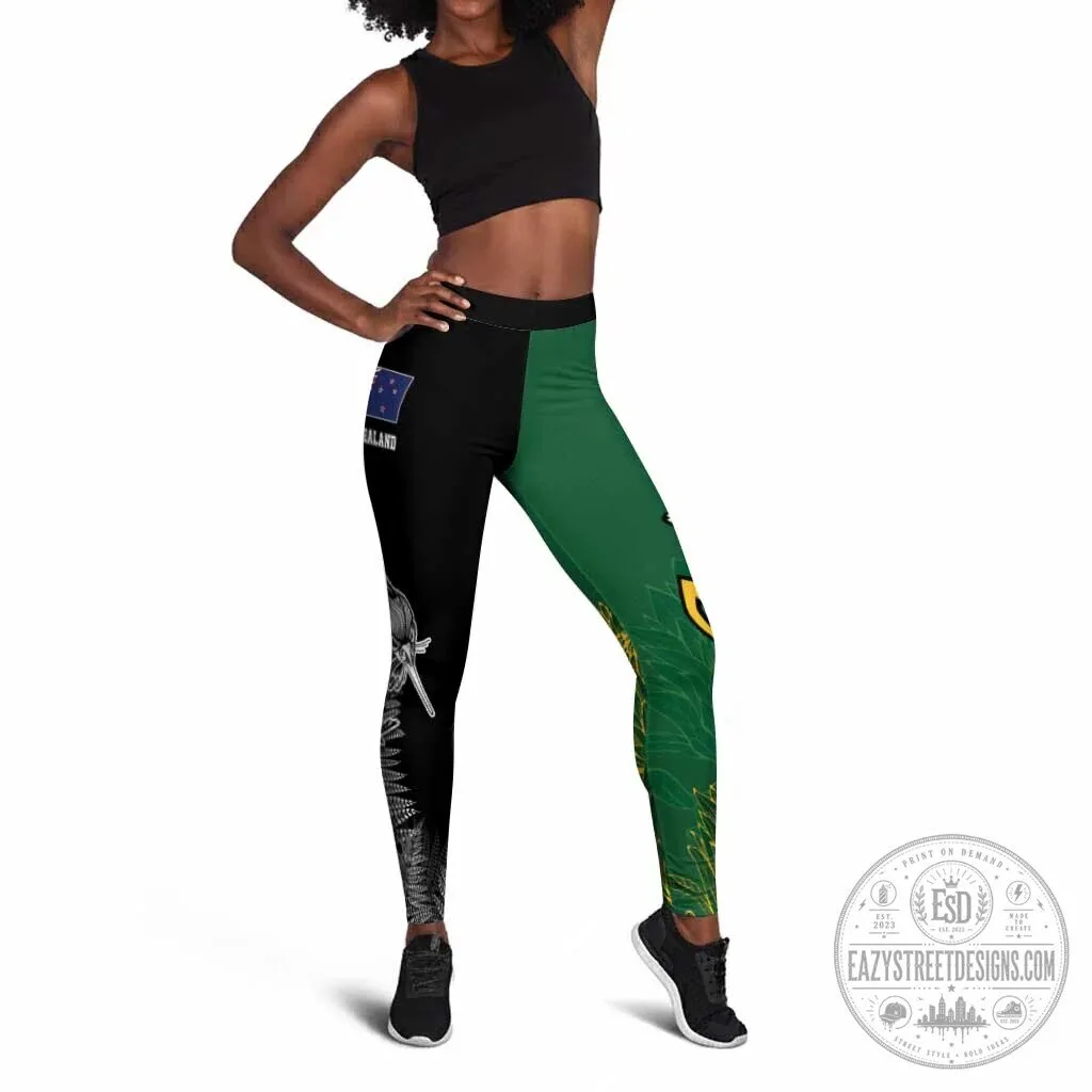 South Africa Springboks Rugby Team Green and Black Fan Leggings 8 South Africa Springboks Rugby Team Green and Black Fan Leggings