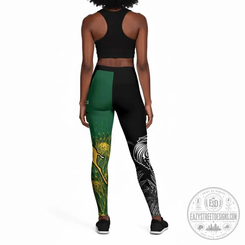 South Africa Springboks Rugby Team Green and Black Fan Leggings 9 South Africa Springboks Rugby Team Green and Black Fan Leggings