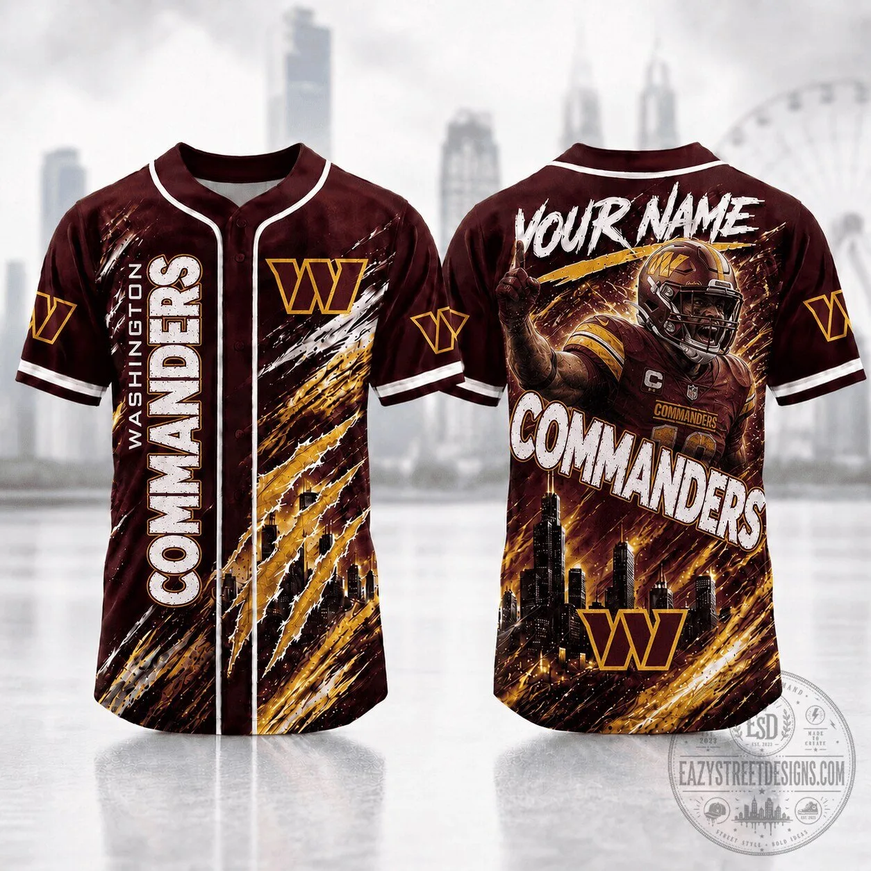 Washington Commanders Personalized Football Team Fan Baseball Jersey