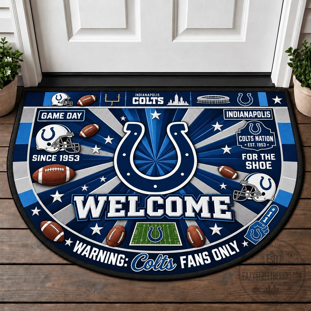Indianapolis Colts NFL Football Team Welcome Doormat for Home Decor and Fan Gift