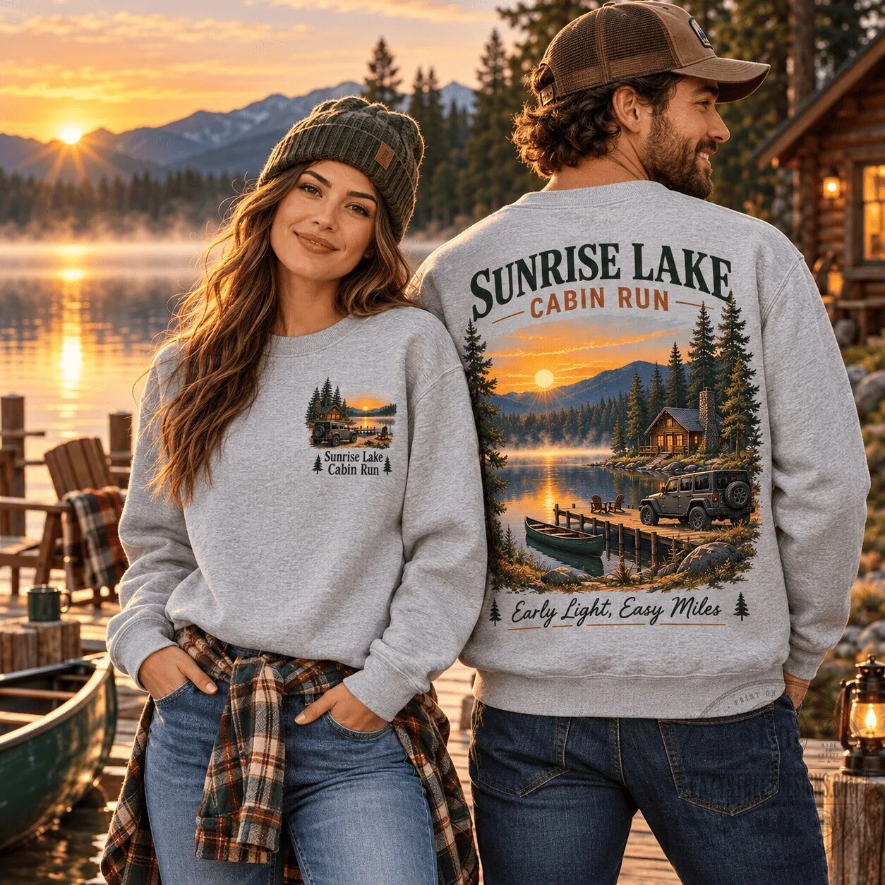 Sunrise Lake Cabin Run Scenic Landscape Outdoor Adventure Sweatshirt 5 Sunrise Lake Cabin Run Scenic Landscape Outdoor Adventure Sweatshirt