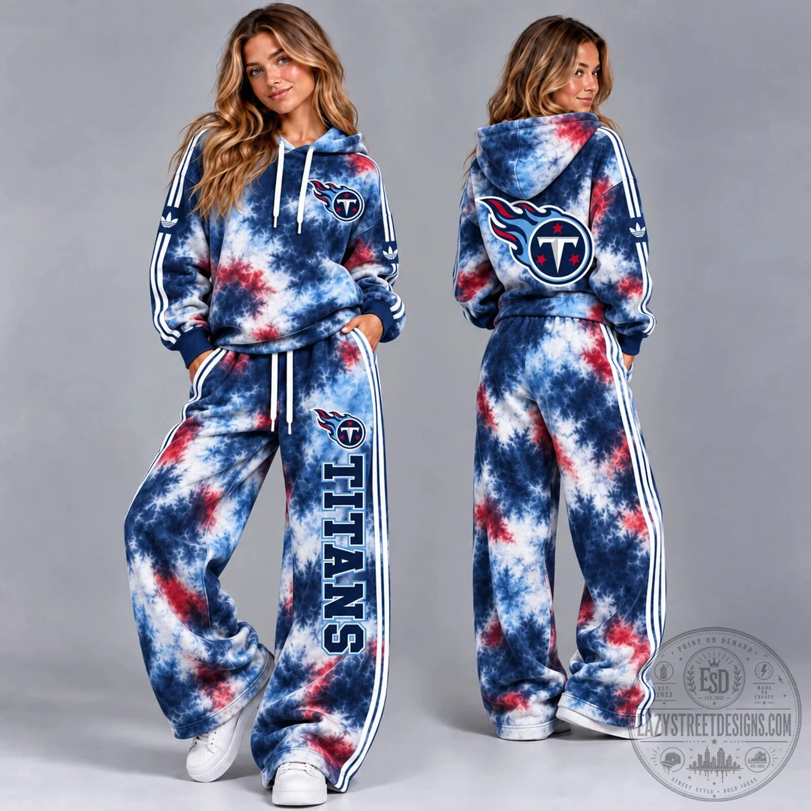 Tennessee Titans Tie-Dye Hoodie and Sweatpants Set for Women