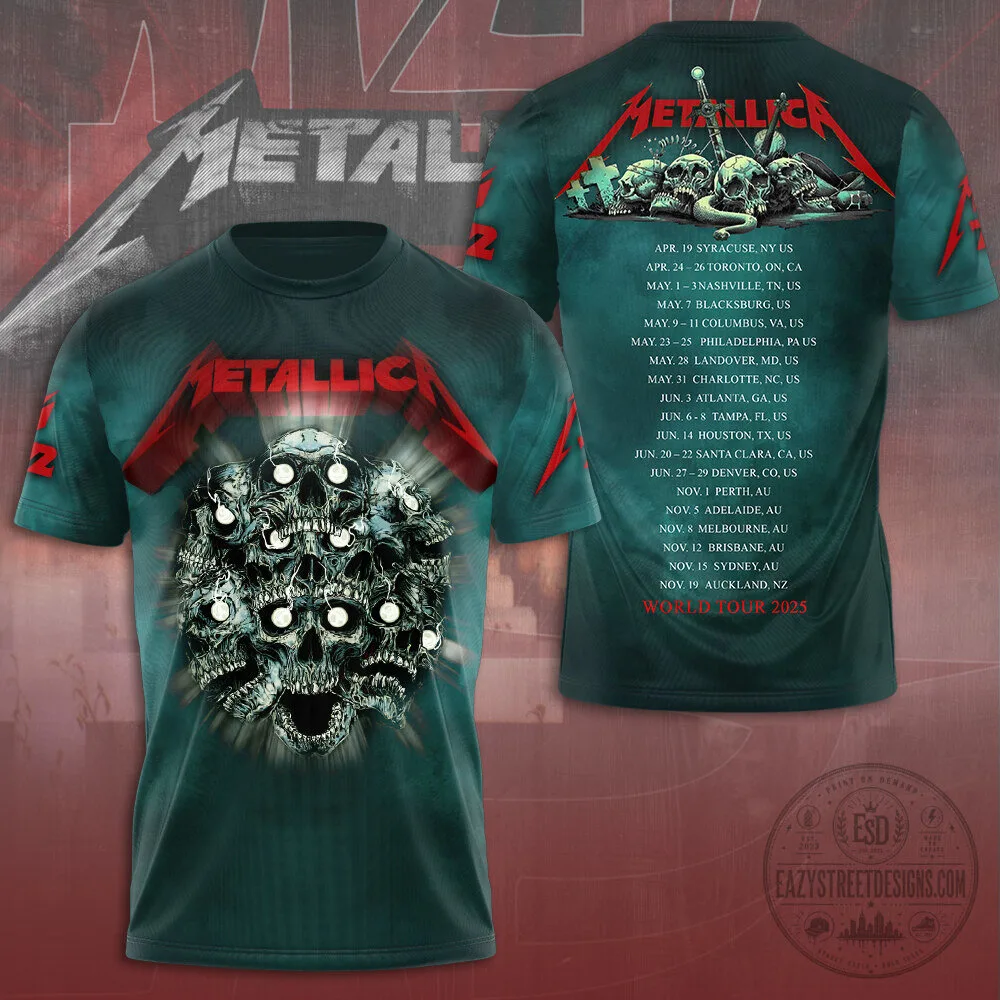 Metallica World Tour 2025 Skull Pile Graphic T-Shirt 2 Metallica World Tour 2025 Skull Pile Graphic T-Shirt