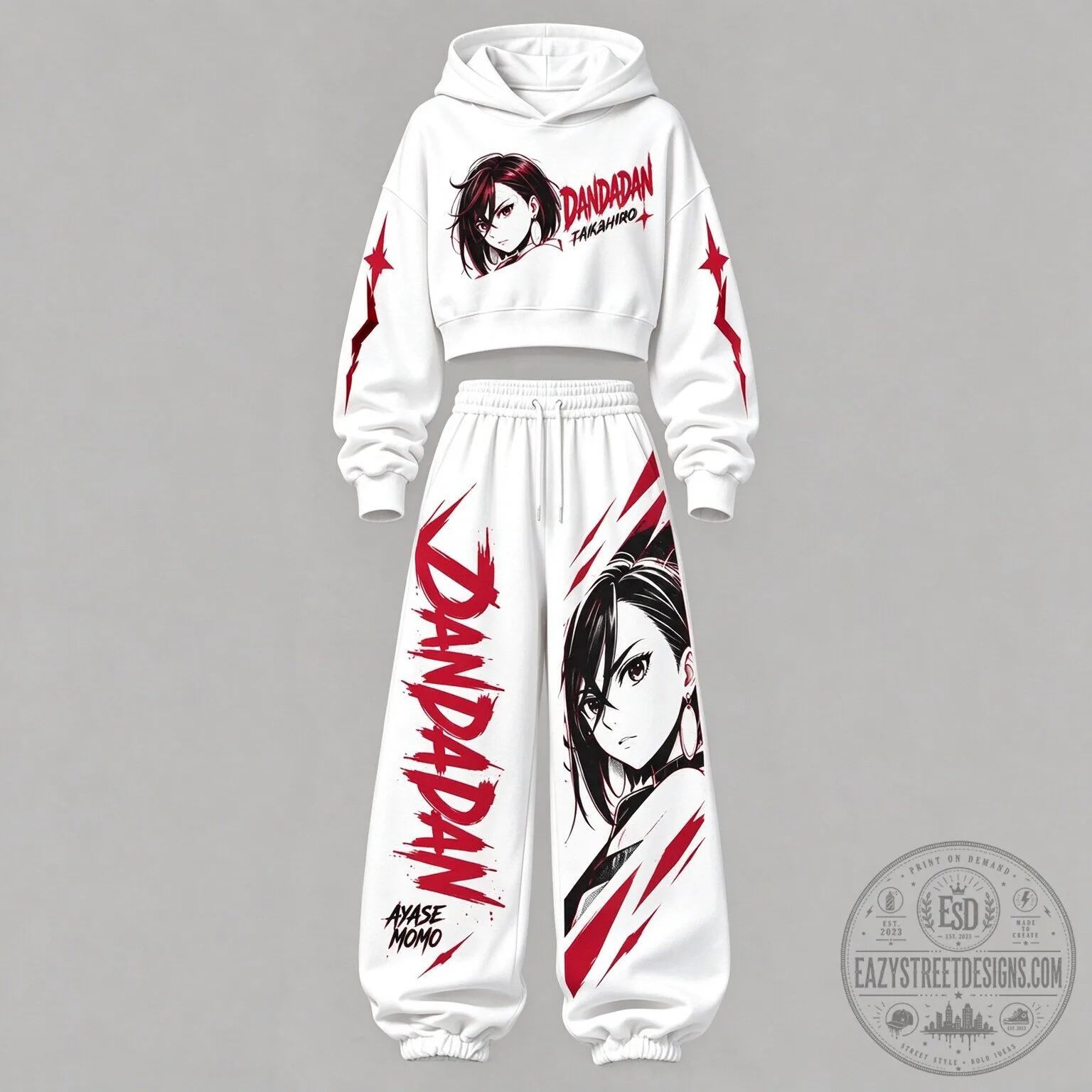Dandadan Momo Ayase Anime Manga Cropped Hoodie and Sweatpants Set