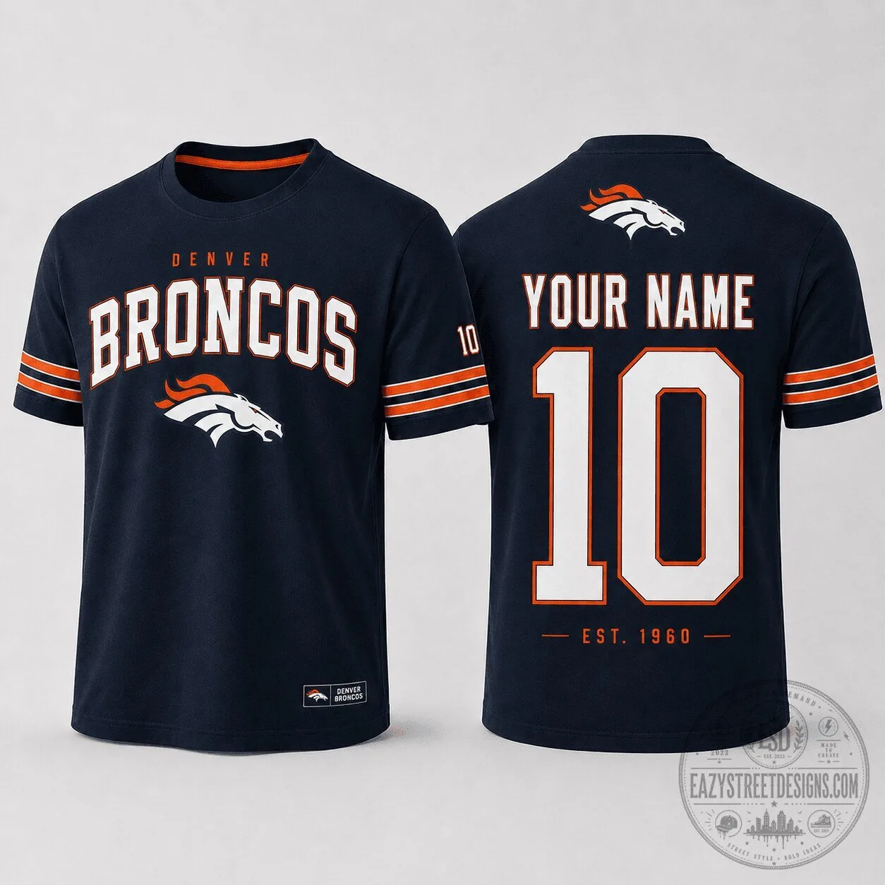 Denver Broncos NFL Fan Shirt Custom Name Number T-Shirt