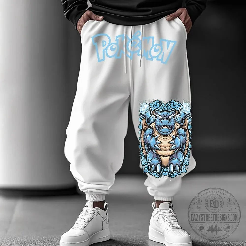 Pokemon Blastoise Character Graphic Print Unisex White Jogger Pants