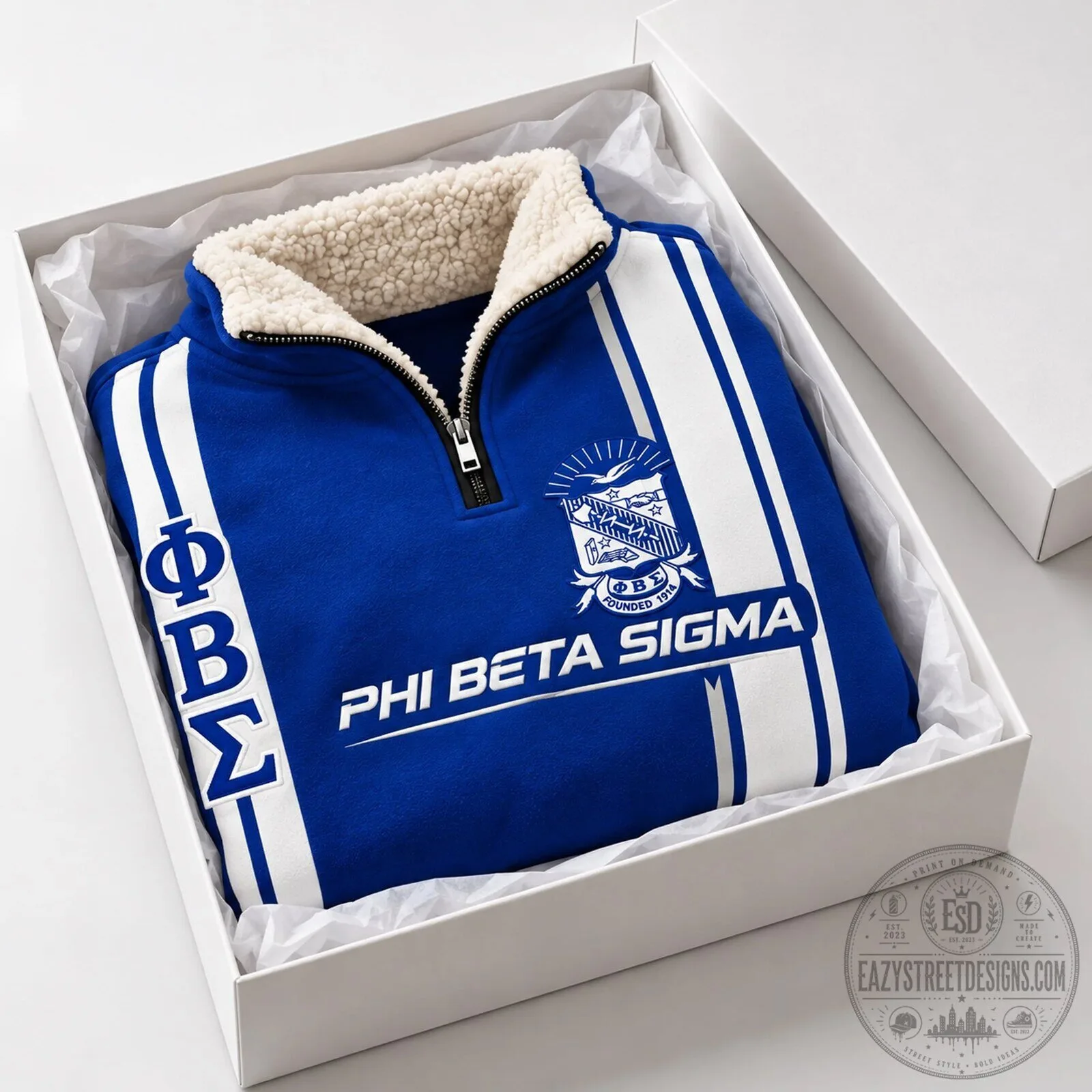 Phi Beta Sigma Fraternity Royal Blue Sherpa Fleece Quarter Zip Pullover Sweatshirt 8 Phi Beta Sigma Fraternity Royal Blue Sherpa Fleece Quarter Zip Pullover Sweatshirt