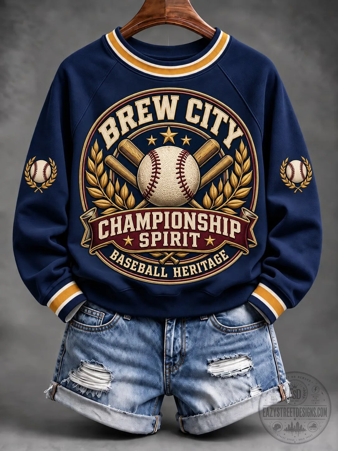 Brew City Championship Spirit Baseball Heritage Crewneck Sweatshirt