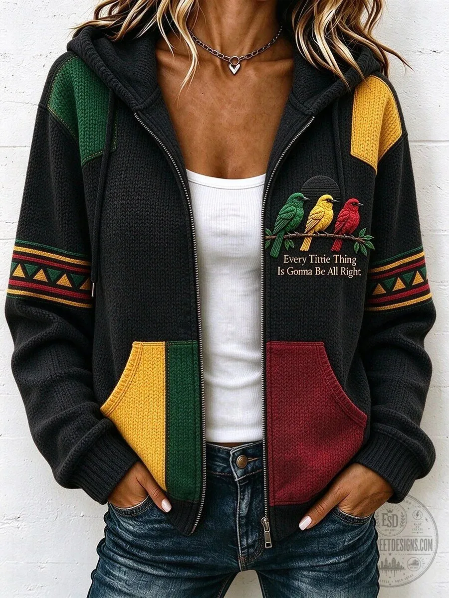 Hoodie Featuring Reggae Birds: Every Little Thing Will Turn Out Fine